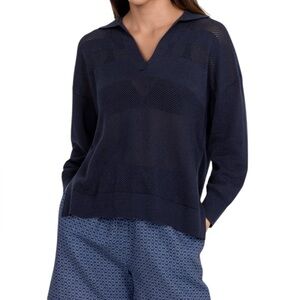 Johnny Was Navy V-Neck Sweater